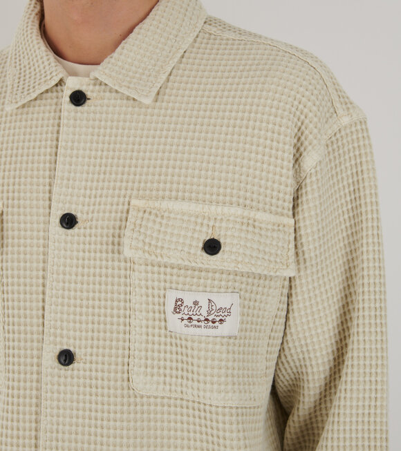 Brain Dead - Waffle Button Front Shirt Tan