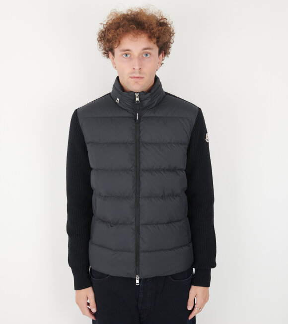 Moncler - Padded Wool Zip-up Hoodie Black