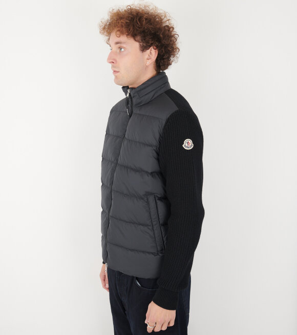 Moncler - Padded Wool Zip-up Hoodie Black