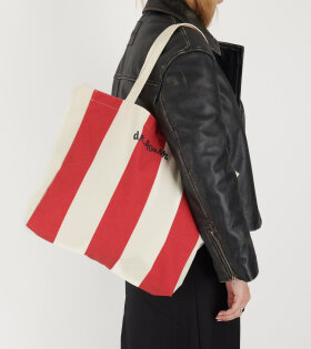 dr. Adams Striped Tote Natural/Red