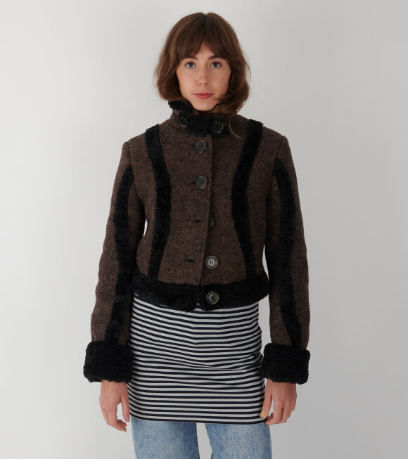 Kernemilk - Puff Jacket Dark Brown/Black