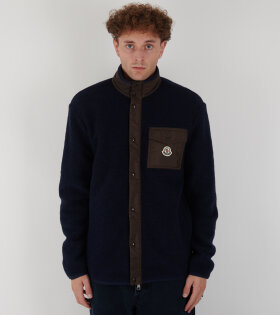 Wool Blend Zip-up Sweatshirt Royal Blue/Brown