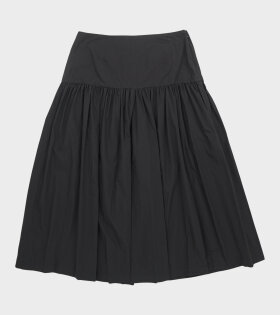 Amomento - Drawstring Sheer Shirring Skirt Black 