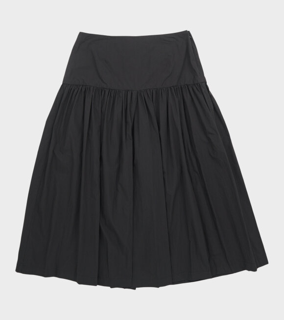 Amomento - Drawstring Sheer Shirring Skirt Navy