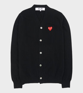 Comme des Garcons PLAY - Red Heart V-Neck Cardigan Black