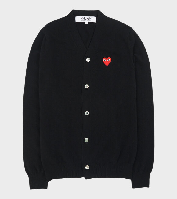 Comme des Garcons PLAY - Red Heart V-Neck Cardigan Black