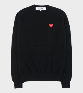 Red Heart V-Neck Knit Black