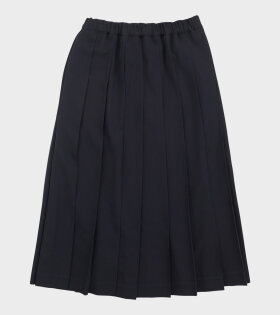 Pleated Wool Skirt Dark Navy