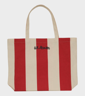 dr. Adams Striped Tote Natural/Red