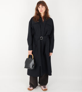 Cotton Canvas Shirt Dress Dark Navy