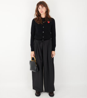 Cotton Banding Wide Pants Black