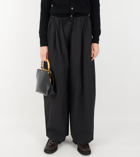 Amomento - Cotton Banding Wide Pants Black