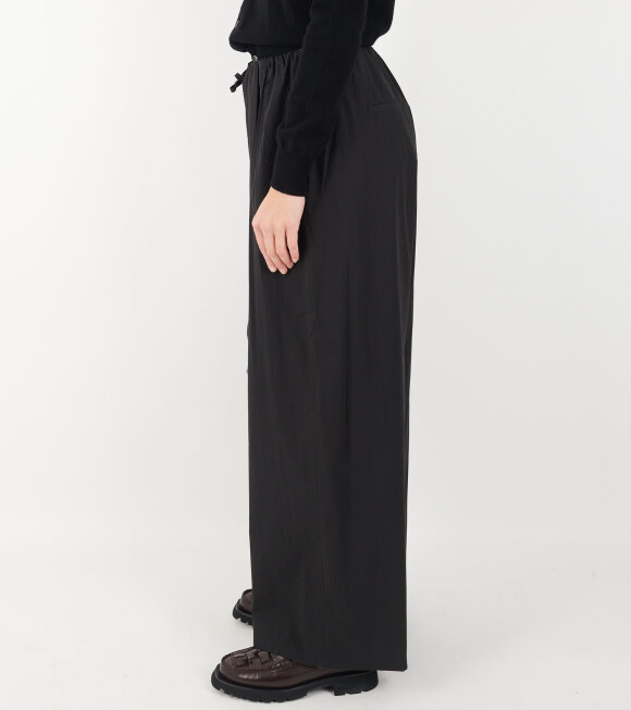 Amomento - Cotton Banding Wide Pants Black