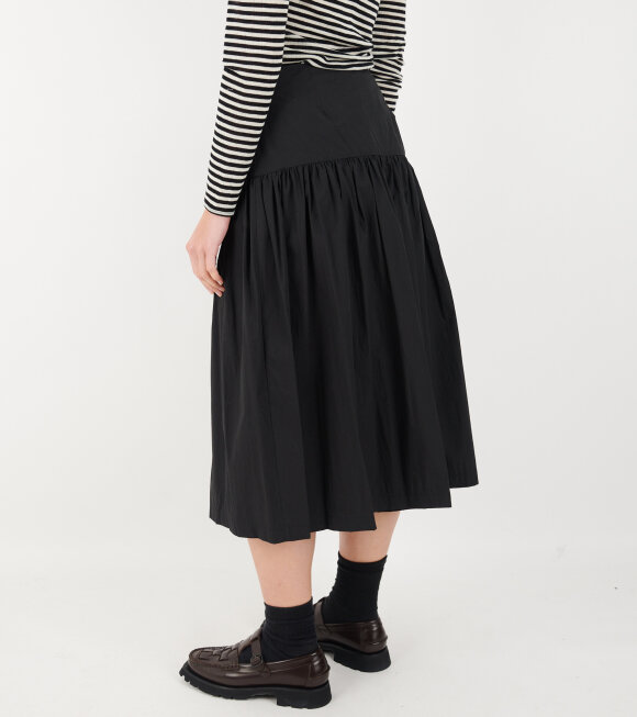 Amomento - Drawstring Sheer Shirring Skirt Navy