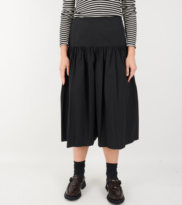 Amomento - Drawstring Sheer Shirring Skirt Navy