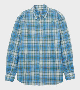 Airy Wool Check Shirt Blue Check