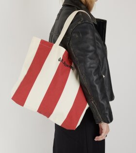 dr. Adams Striped Tote Natural/Red