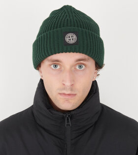 Rib Wool Logo Beanie Forest Green