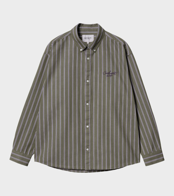 Carhartt WIP - L/S Signature Shirt Betz Stripe Office Green/Aura