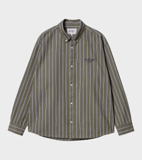 L/S Signature Shirt Betz Stripe Office Green/Aura