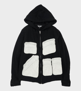 Wool Pocket Hoodie Black