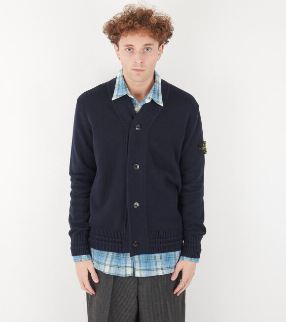 Stone Island - Cotton Knit V-neck Cardigan Navy