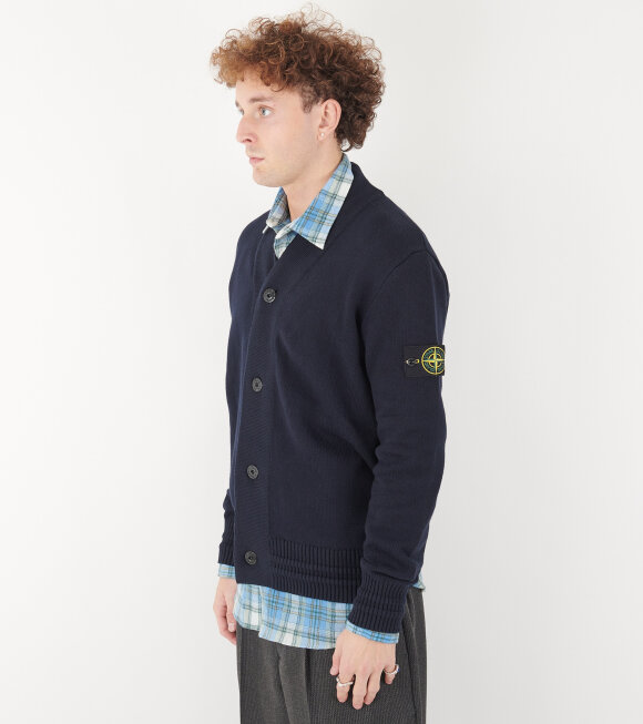 Stone Island - Cotton Knit V-neck Cardigan Navy