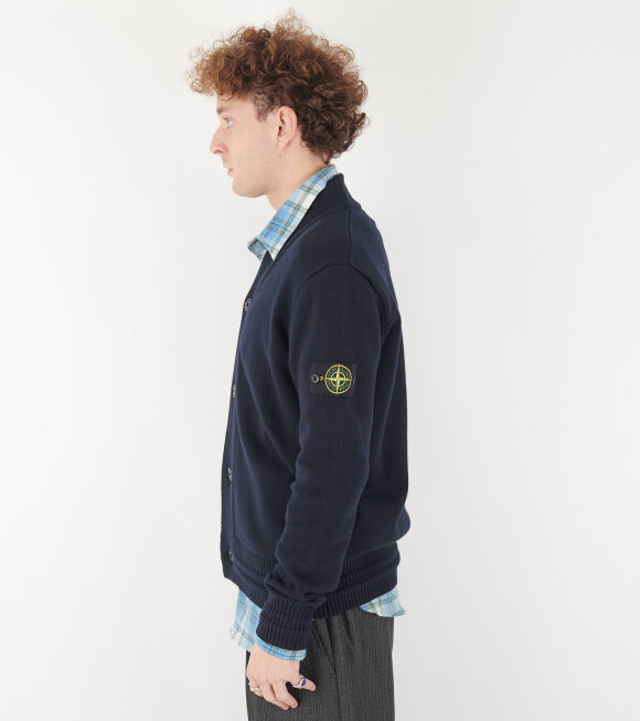 Stone Island - Cotton Knit V-neck Cardigan Navy