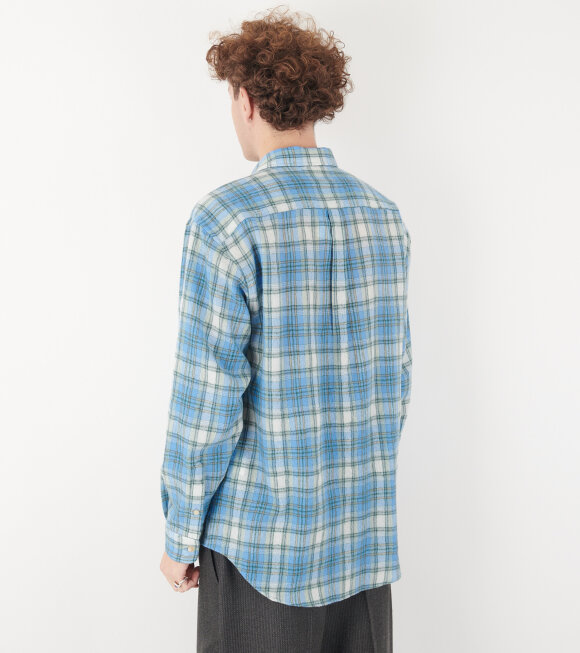 Auralee - Airy Wool Check Shirt Blue Check