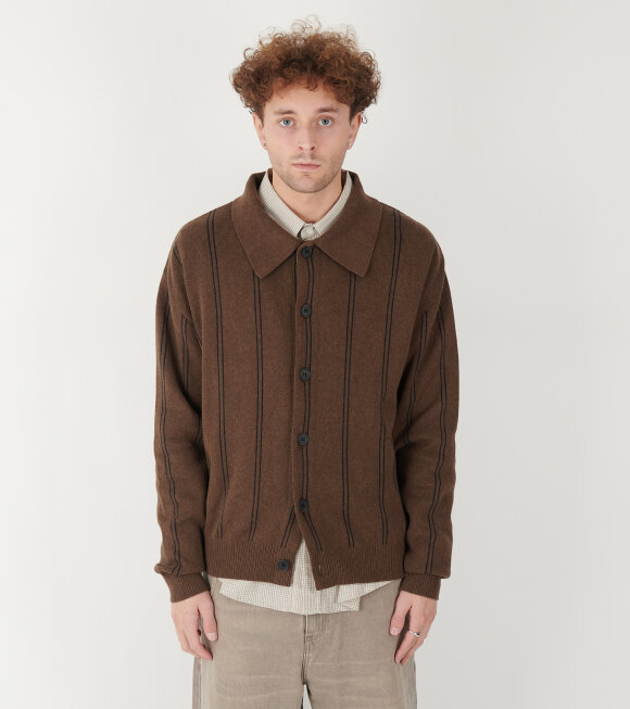 Mfpen - Formal Cardigan Light Brown Stripe