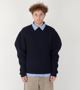 Engineered Boiled Wool Knit Navy