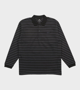 Heavy Cotton Border L/S Polo Shirt Black