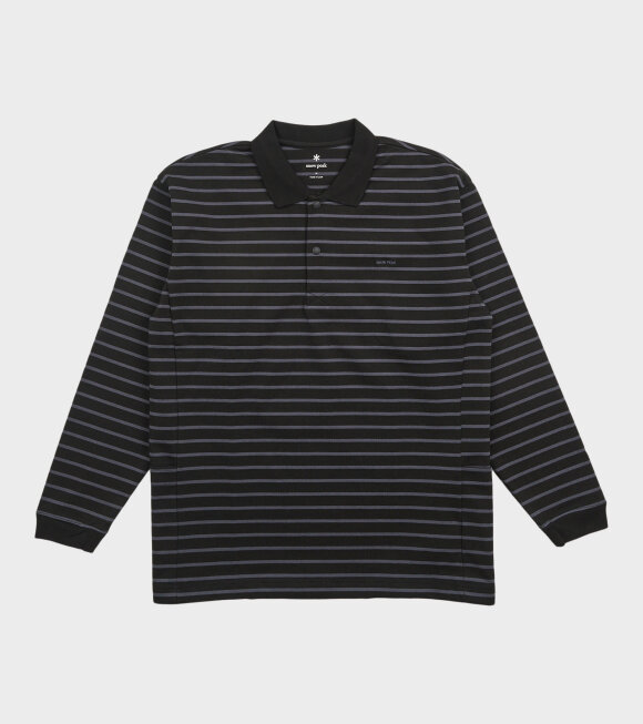 Snow Peak - Heavy Cotton Border L/S Polo Shirt Black