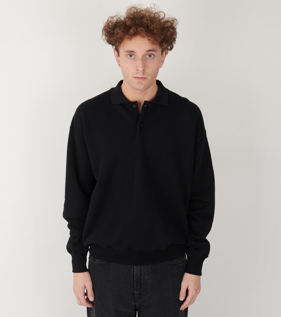 Auralee - Smooth Soft Sweat Polo Black