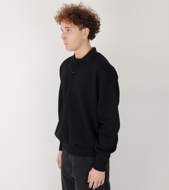 Auralee - Smooth Soft Sweat Polo Black