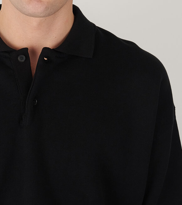 Auralee - Smooth Soft Sweat Polo Black