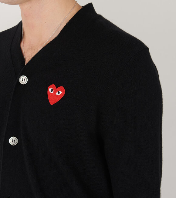 Comme des Garcons PLAY - Red Heart V-neck Cardigan Black