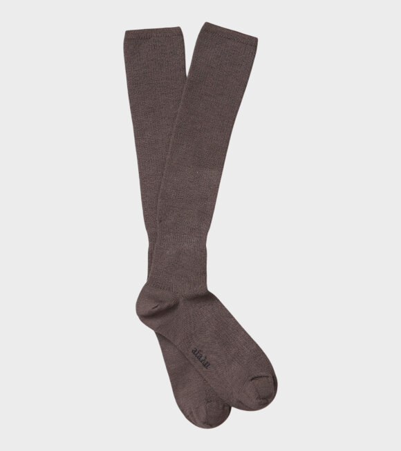 Aiayu - Wool Knee Socks Brown