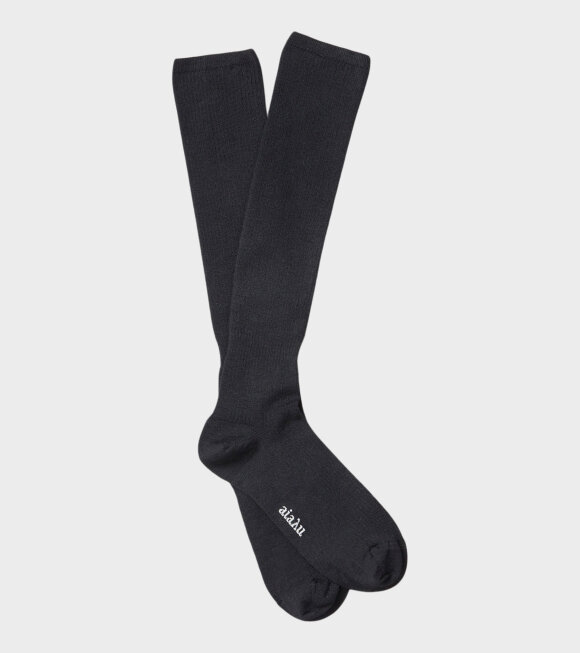 Aiayu - Wool Knee Socks Black