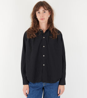 Round Collar Ladies Shirt Black