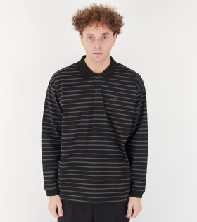 Heavy Cotton Border L/S Polo Shirt Black