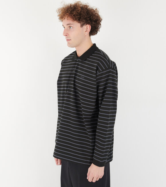 Snow Peak - Heavy Cotton Border L/S Polo Shirt Black