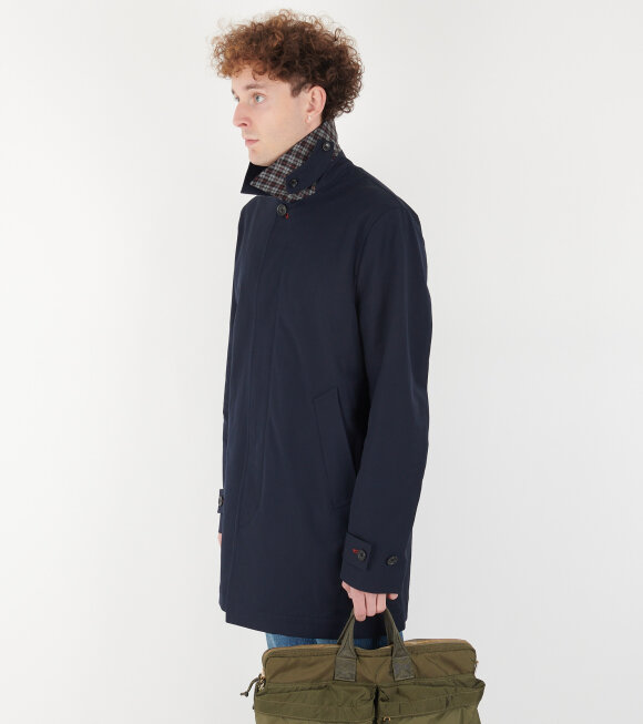 Paul Smith - Check Collar Coat Dark Navy