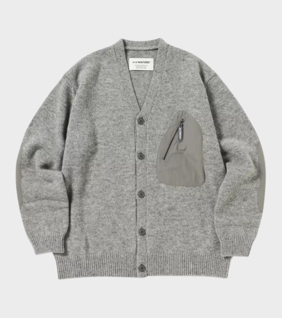 And Wander - Shetland Wool Cardigan Grey