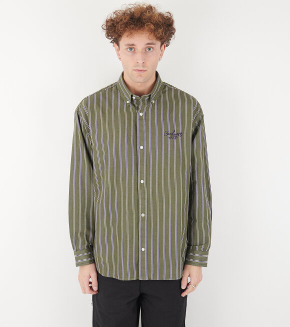 Carhartt WIP - L/S Signature Shirt Betz Stripe Office Green/Aura