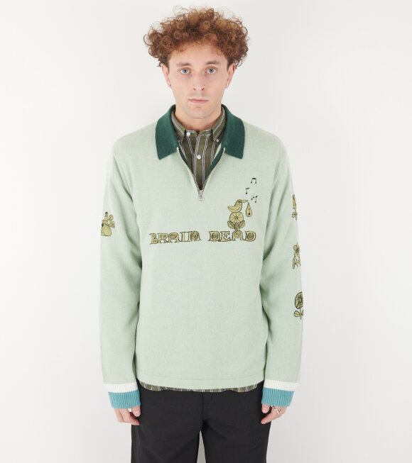 Brain Dead - Lex Half Zip Sweater Mint