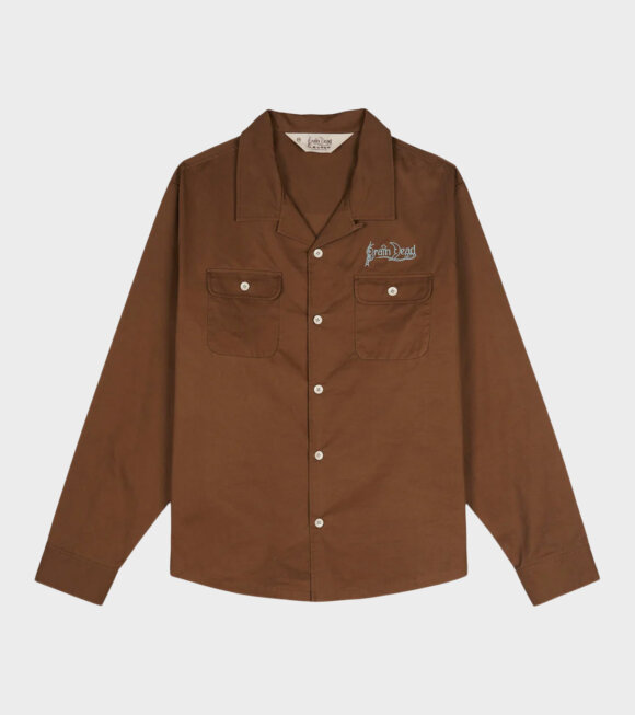 Brain Dead - Poplin Camp Collar Shirt Chocolate