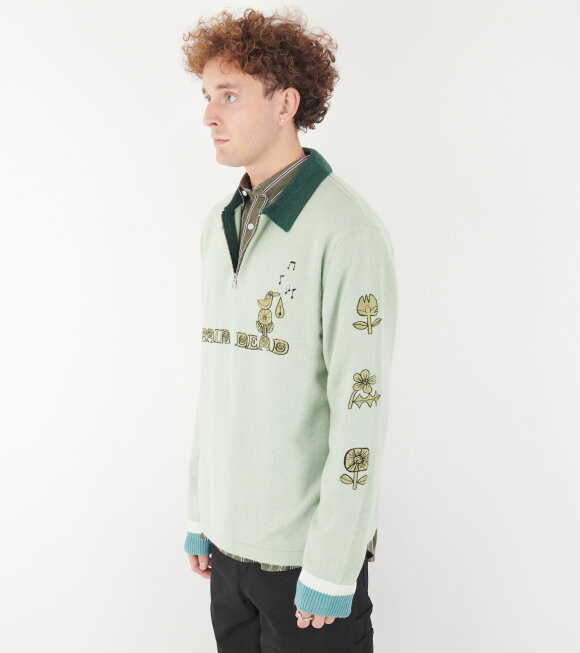 Brain Dead - Lex Half Zip Sweater Mint