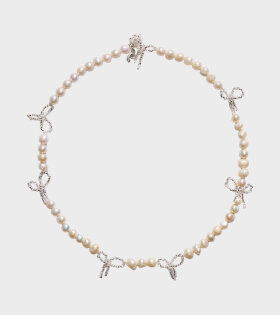 Pearl Multi Bow Necklace White 