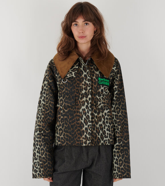 Ganni x Barbour - Wax Anorak Smock Leopard